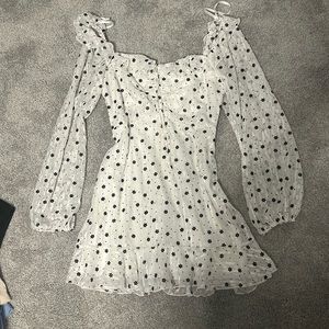 White and black floral dress